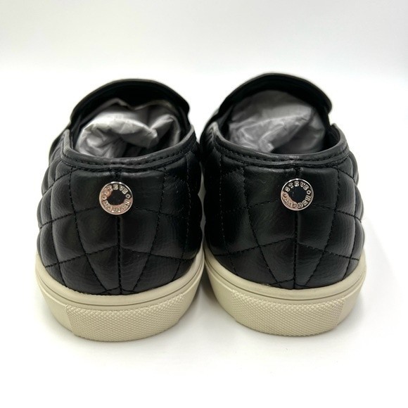 8.5W 8.5 WIDE‎ Steve Madden Ecentrcq Black Faux Vegan Quilted Leather Sneakers - Picture 8 of 15